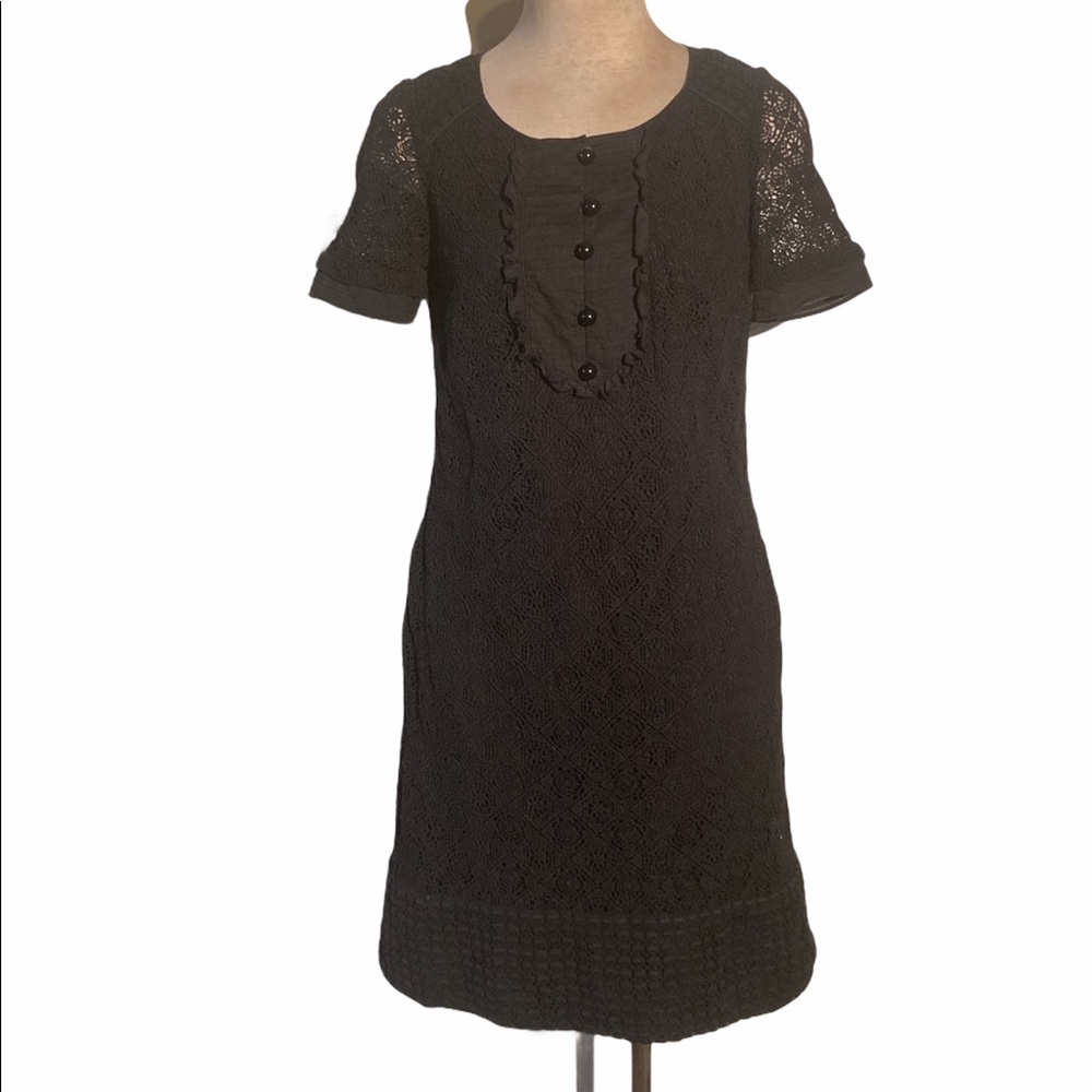 Etcetera Lace Short Sleeve Black Dress